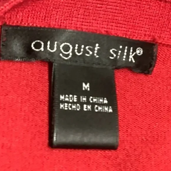 August Silk Red Cardigan with Built-In Ruffle Top Size M Elegant, Glamorous - Picture 4 of 7